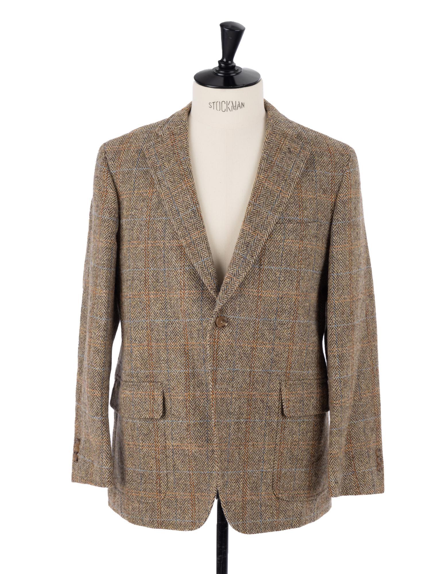 Harris Tweed Herringbone Sport Coat (Light Brown) - Unipair