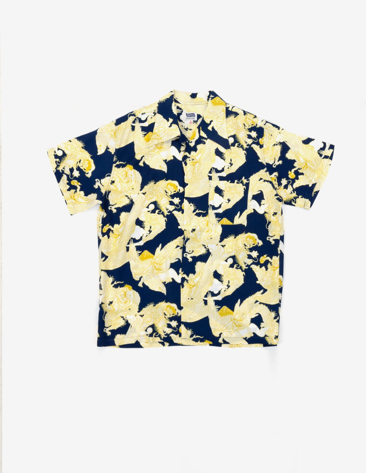 23S-THE SKIES MAD Hawaian Shirts (Navy/Mustard)