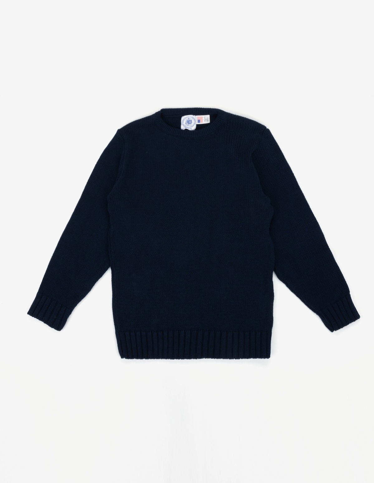 Chunky Cotton Crew Neck Sweater (Navy)