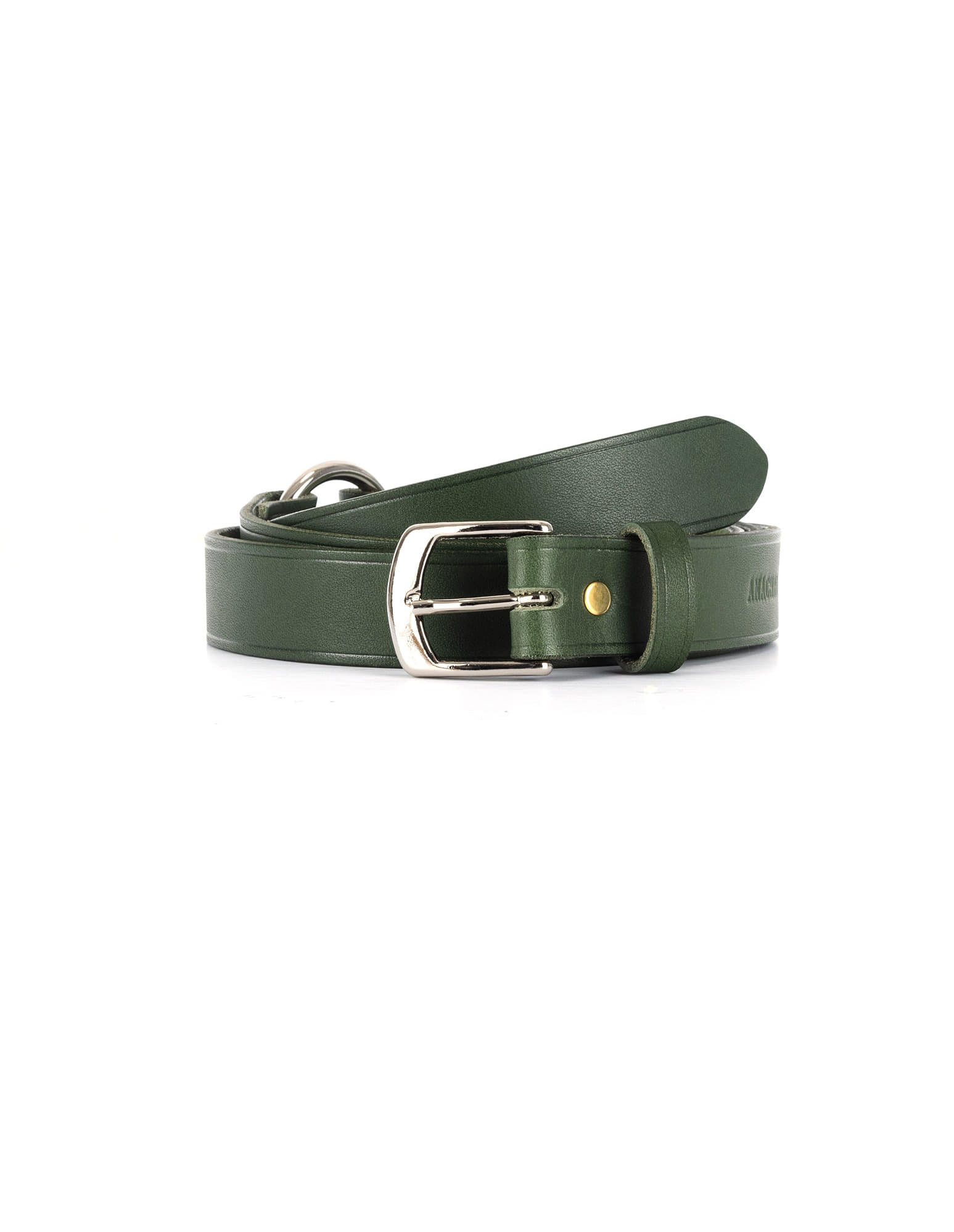 ANBB-040 Pinbuckle Ring Leather Belt (Green)