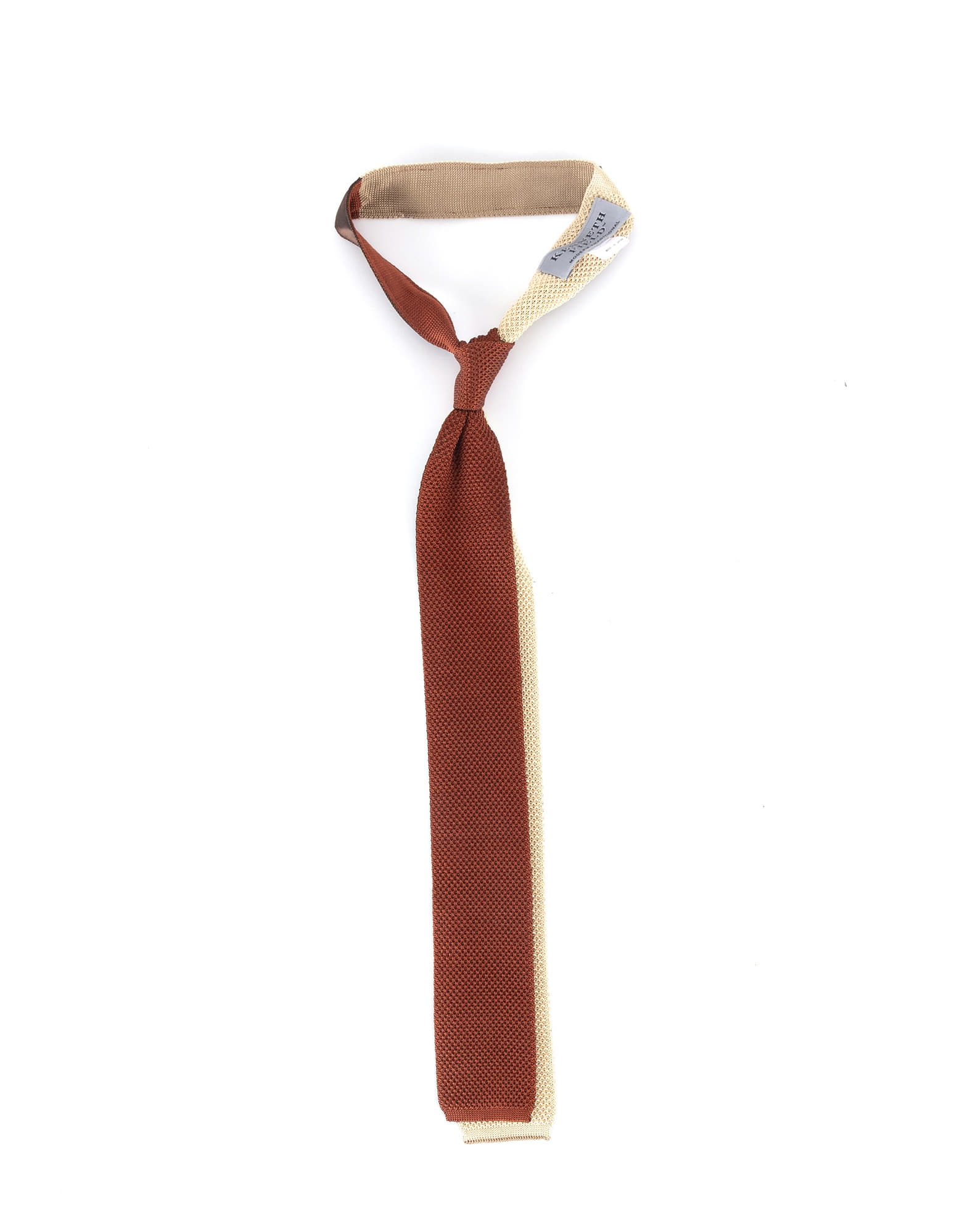 4 Face Silk Knitted Tie (Brown)