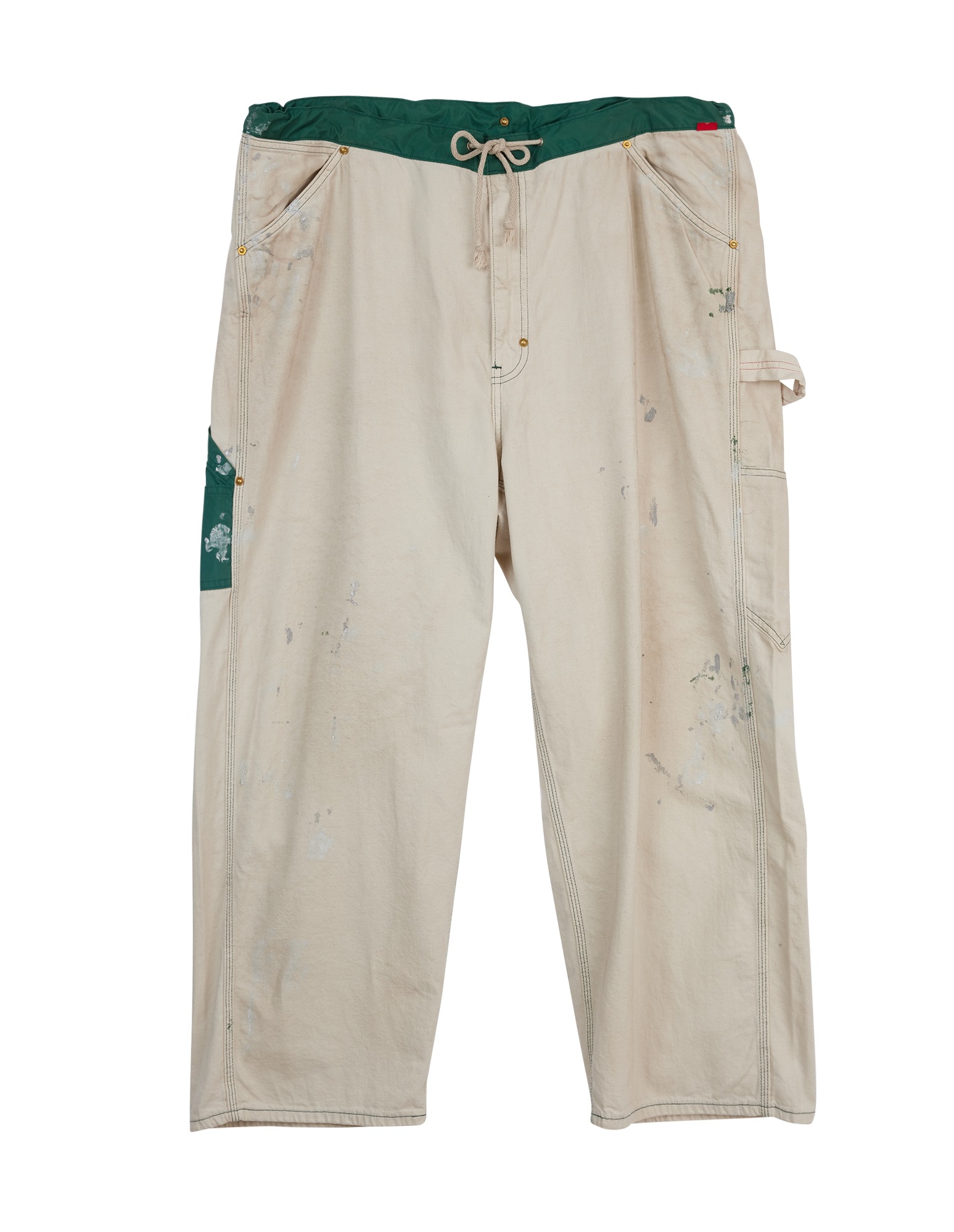 AN297-W Dart Paint Painter Easy Pants (Off white X Green)
